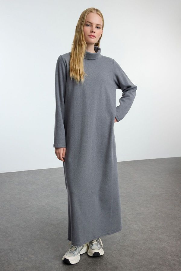 Trendyol Trendyol Gray High Collar Knitted Dress