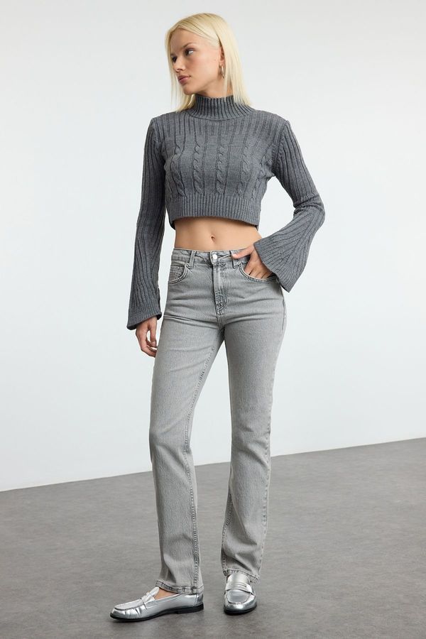 Trendyol Trendyol Gray Low Waist Comfort Straight Jeans