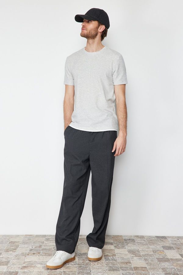 Trendyol Trendyol Gray Melange Regular/Normal Fit Textured Basic T-Shirt