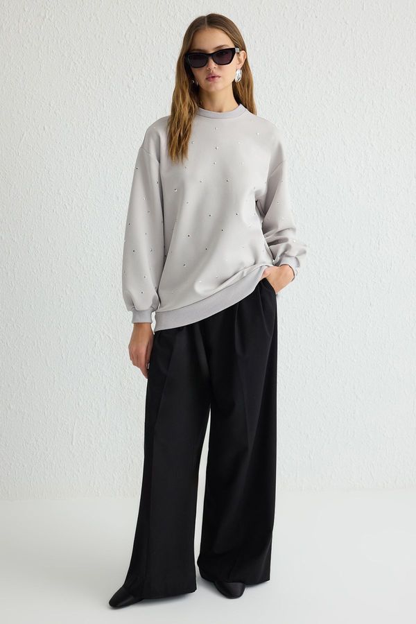 Trendyol Trendyol Gray Oversize Diver/Scuba Knitted Tunic