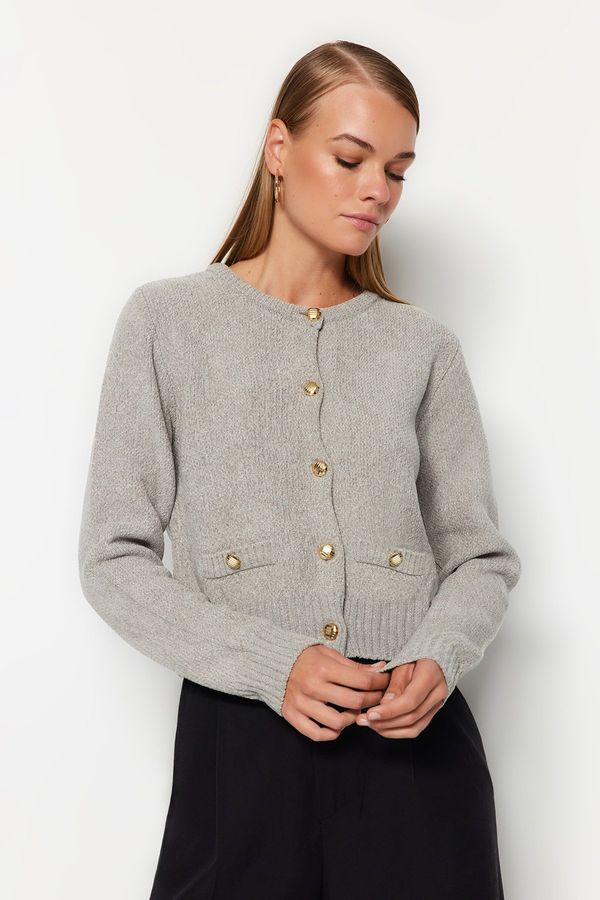 Trendyol Trendyol Gray Premium Yarn/Special Yarn Knitwear Cardigan