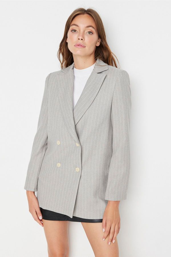 Trendyol Trendyol Gray Regular Lined Double Breasted Closure Woven Blazer Jacket