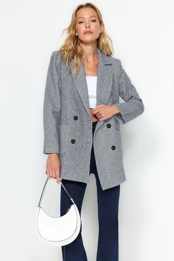 Trendyol Trendyol Gray Regular Lined Woven Blazer Jacket