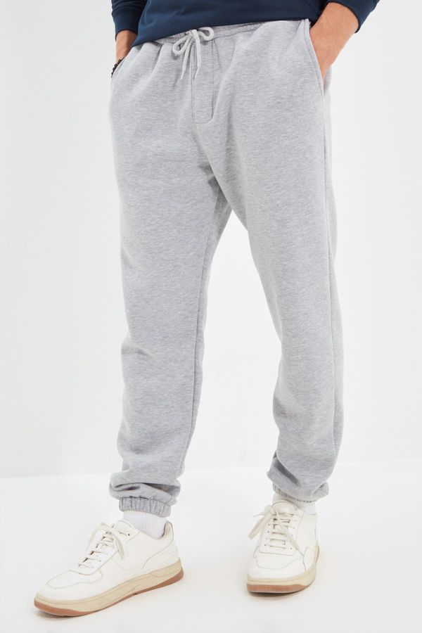Trendyol Trendyol Gray Regular/Normal Cut Sweatpants with Elastic Waistband and Fleece Inside