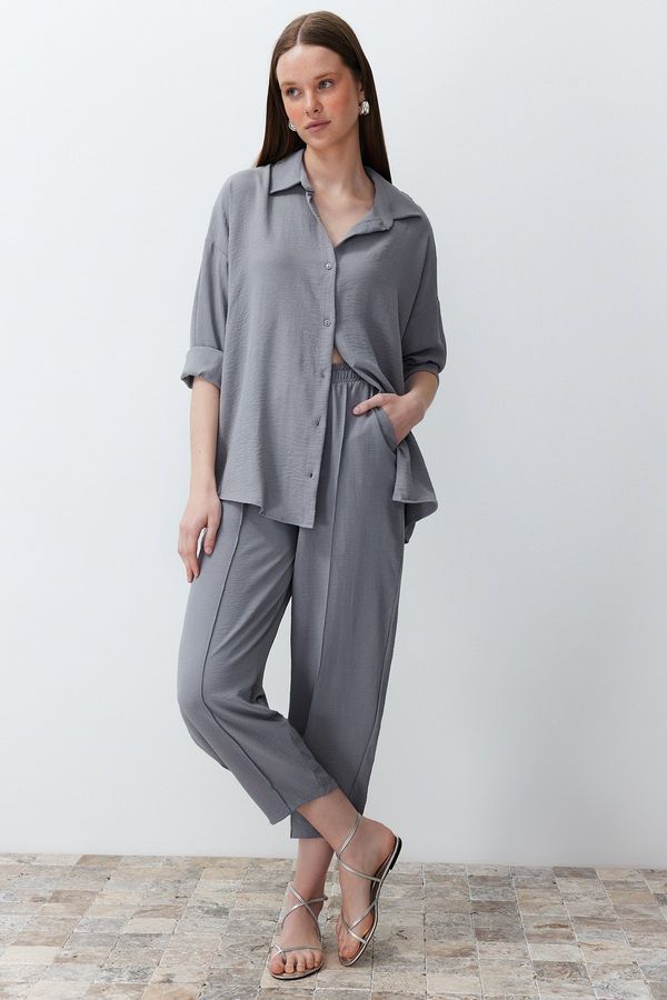 Trendyol Trendyol Gray Shirt Trousers Aerobin Woven Two Piece Set