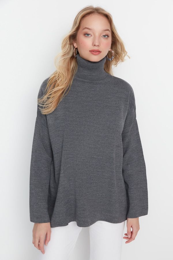 Trendyol Trendyol Gray Wide Fit/Oversize Basic Knitwear Sweater