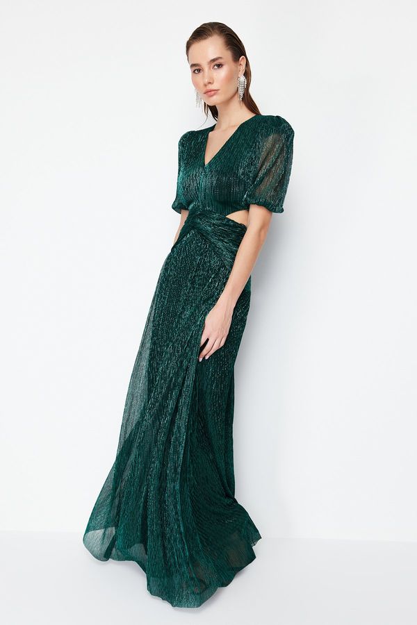 Trendyol Trendyol Green A-Line Knitted Elegant Evening & Graduation Dress