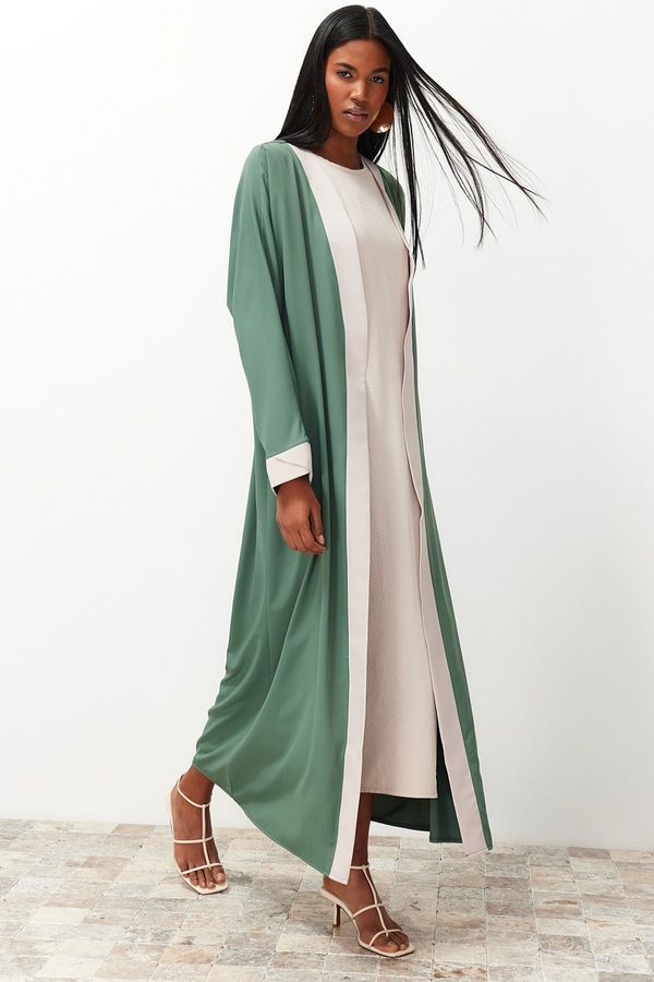 Trendyol Trendyol Green Color Block Long Woven Dressless One Piece Cap & Abaya & Abaya