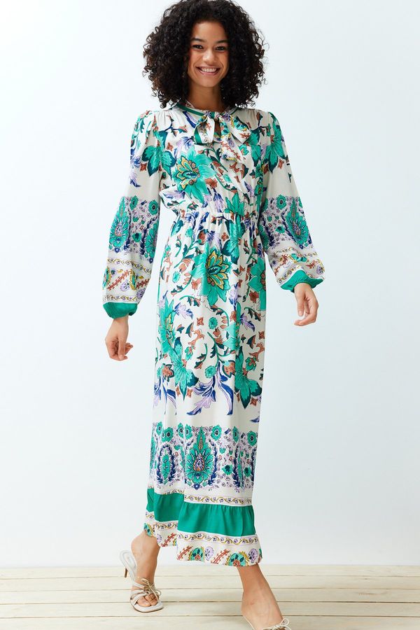 Trendyol Trendyol Green Floral Border Patterned Woven Dress