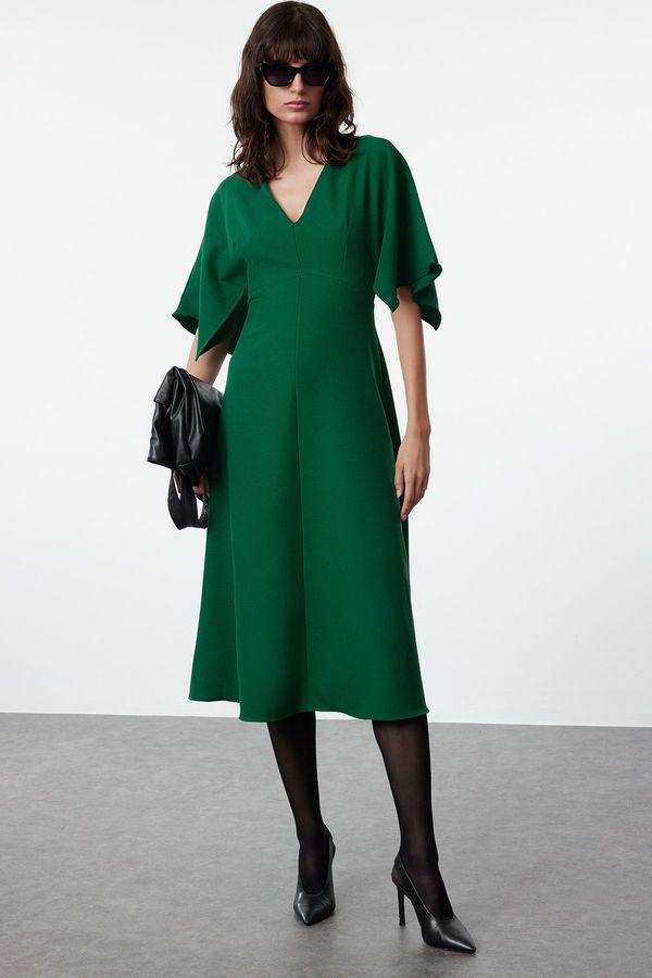 Trendyol Trendyol Green Flounce Skirt Midi Woven Dress