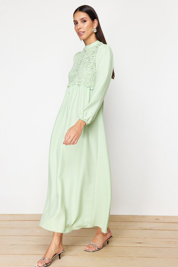 Trendyol Trendyol Green Guipure Detailed Woven Dress