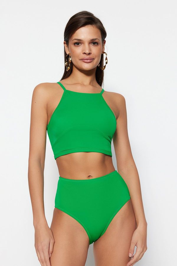 Trendyol Trendyol Green Halterneck Pile Bikini Top