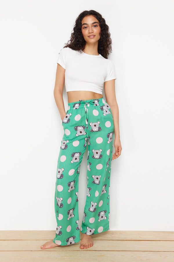 Trendyol Trendyol Green-Multicolor Animal Pattern Viscose Woven Pajama Bottom