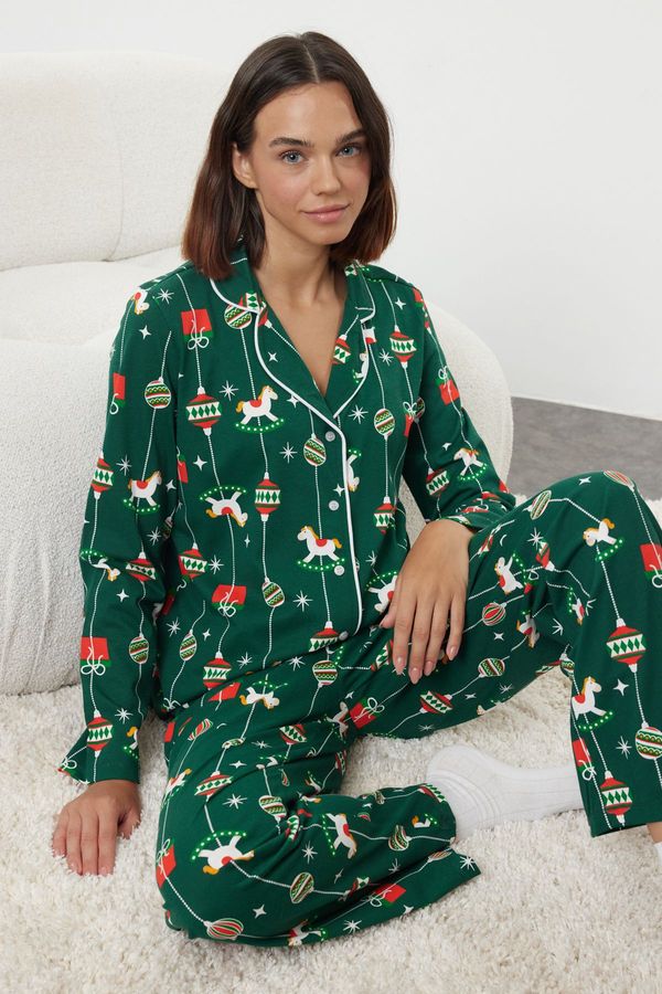 Trendyol Trendyol Green New Year's Jersey Knitted Pajama Set