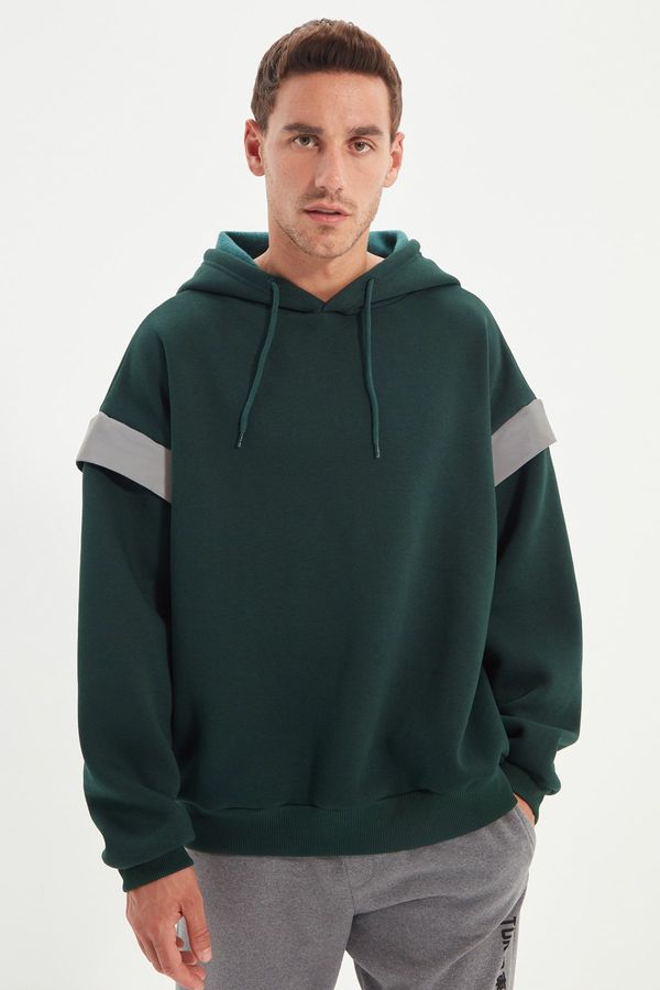 Trendyol Trendyol Green Oversize/Wide Cut Hooded Fleece Inside/Warm Sweatshirt