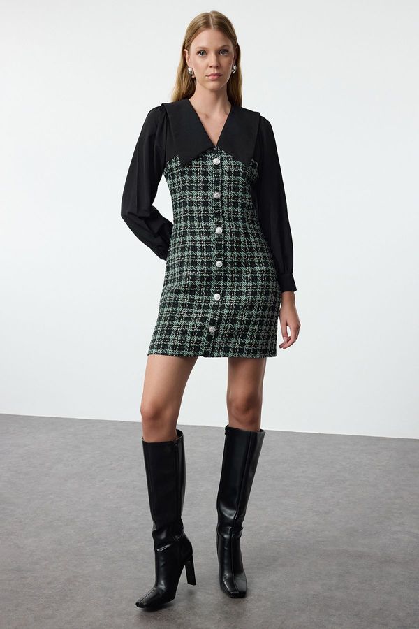 Trendyol Trendyol Green Plaid / Checkered Mini Woven Dress