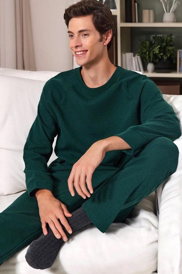 Trendyol Trendyol Green Regular Fit Waffle Knitted Pajama Set