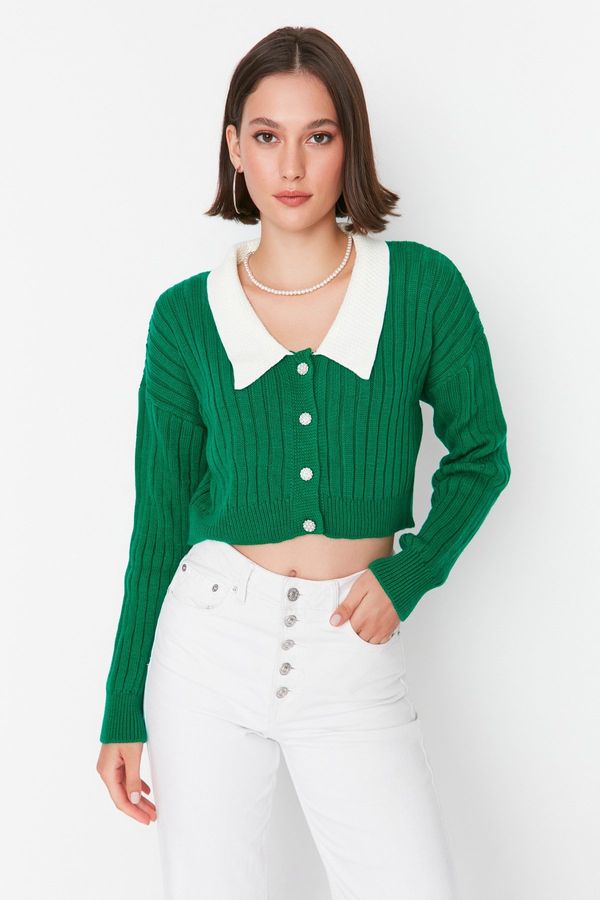 Trendyol Trendyol Green Super Crop Corduroy pulover Cardigan