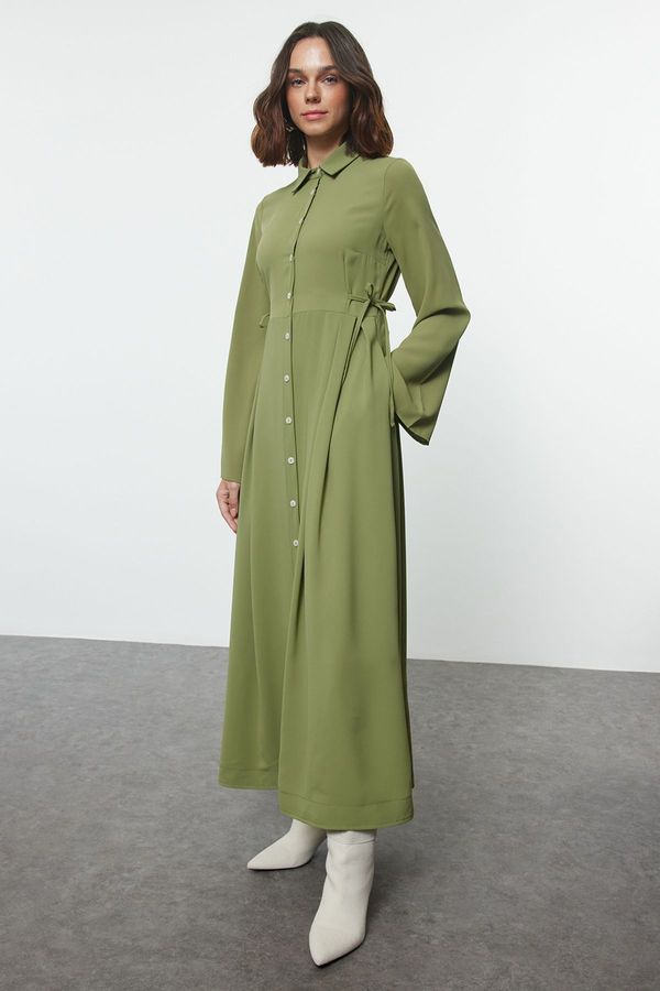 Trendyol Trendyol Green Tie Waist Woven Dress