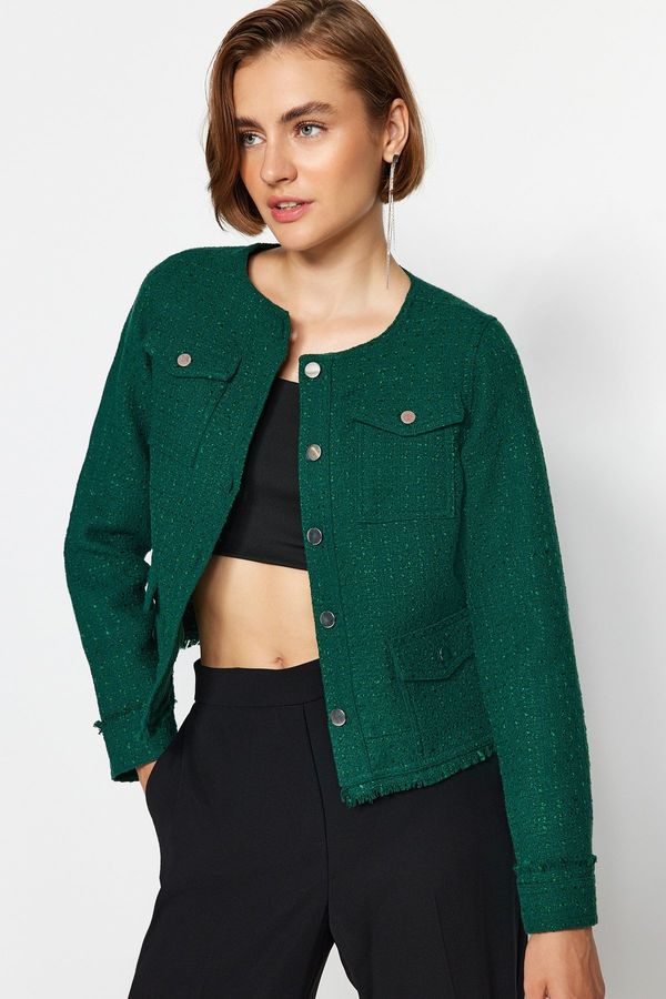 Trendyol Trendyol Green Tweed redna tkana jakna