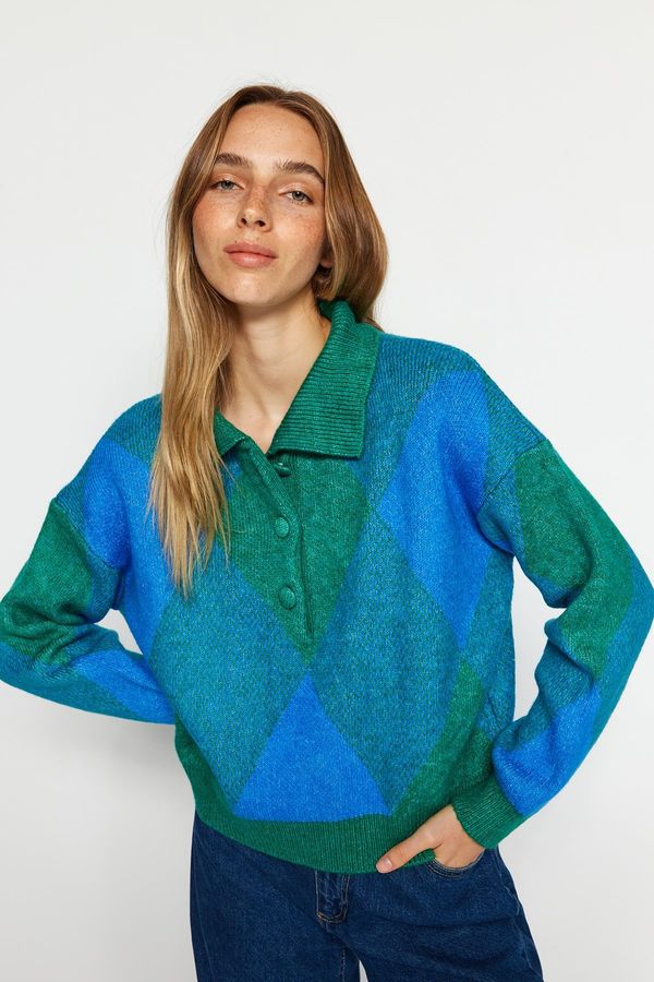 Trendyol Trendyol Green Wide Fit Soft Textured Knitwear Sweater