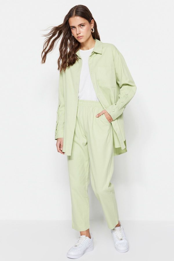 Trendyol Trendyol Green Woven Cotton Shirt-Pants Suit