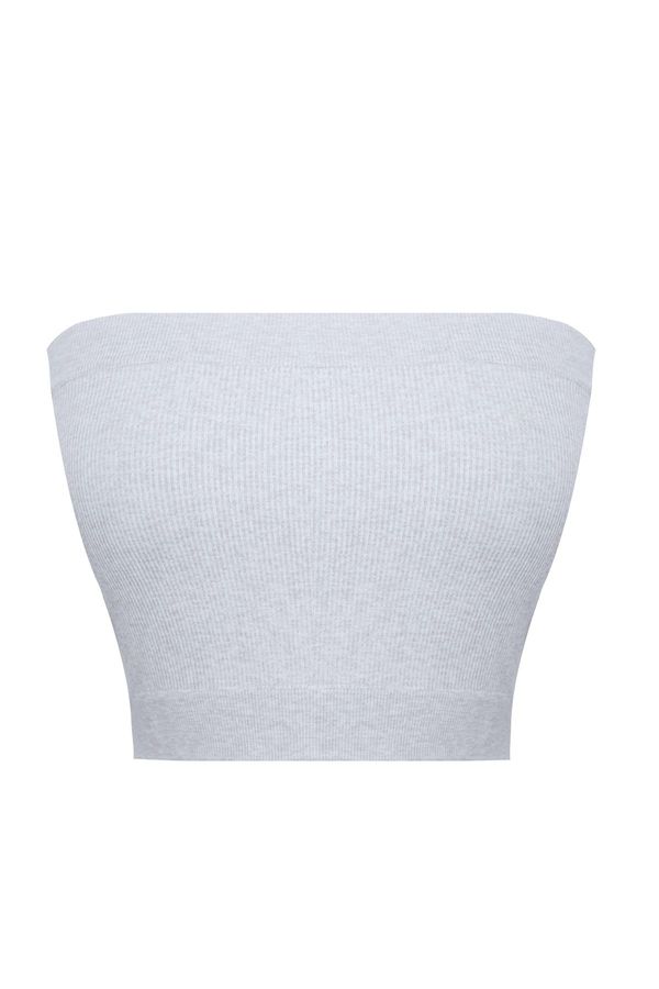 Trendyol Trendyol Grey Melange Seamless Light Support/Shaping Strapless Knitted Sports Bra