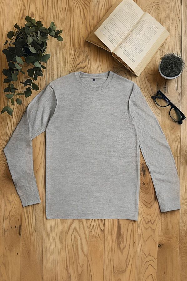 Trendyol Trendyol Grey Melange Slim/Slim Fit 100% Cotton T-shirt