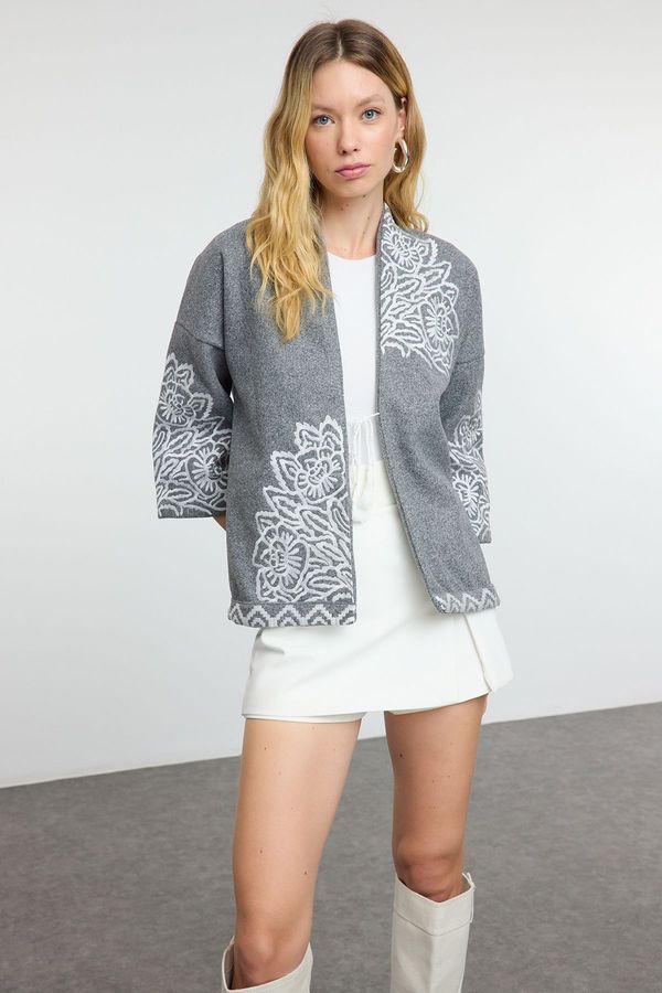 Trendyol Trendyol Grey Woven Embroidered Jacket