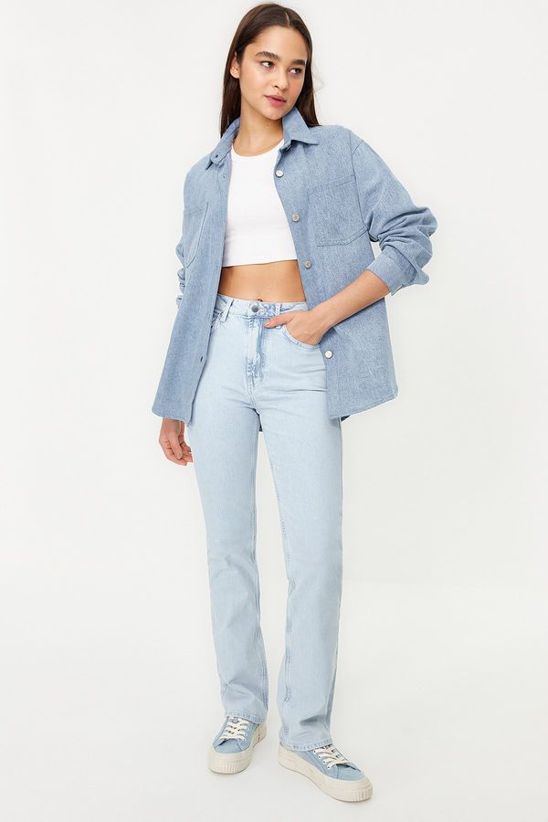 Trendyol Trendyol Ice Blue High Waist Straight Jeans