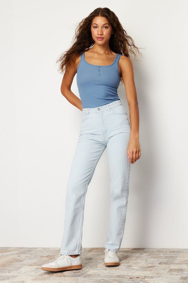 Trendyol Trendyol Ice Blue High Waist Straight Jeans