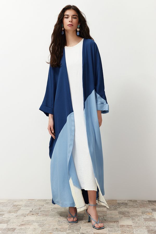 Trendyol Trendyol Indigo Color Blocked Long Woven Cap & Abaya