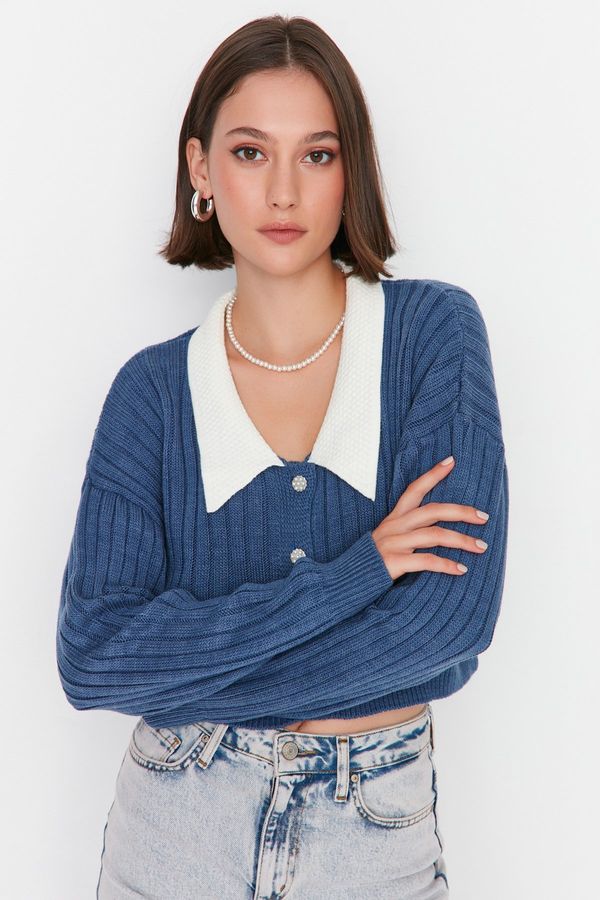 Trendyol Trendyol Indigo Crop Corduroy pulover Cardigan