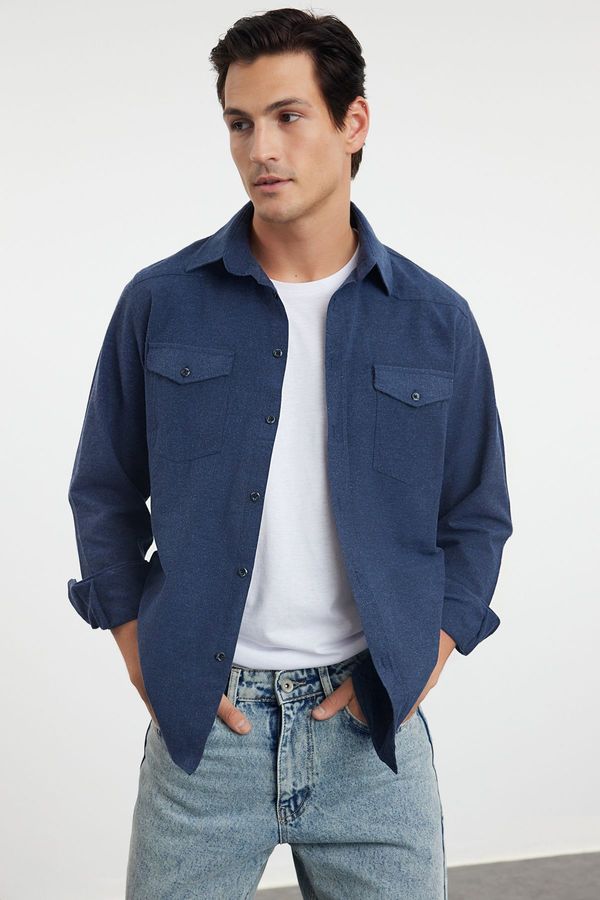 Trendyol Trendyol Indigo Regular Fit Pocketed Flannel Winter Shirt