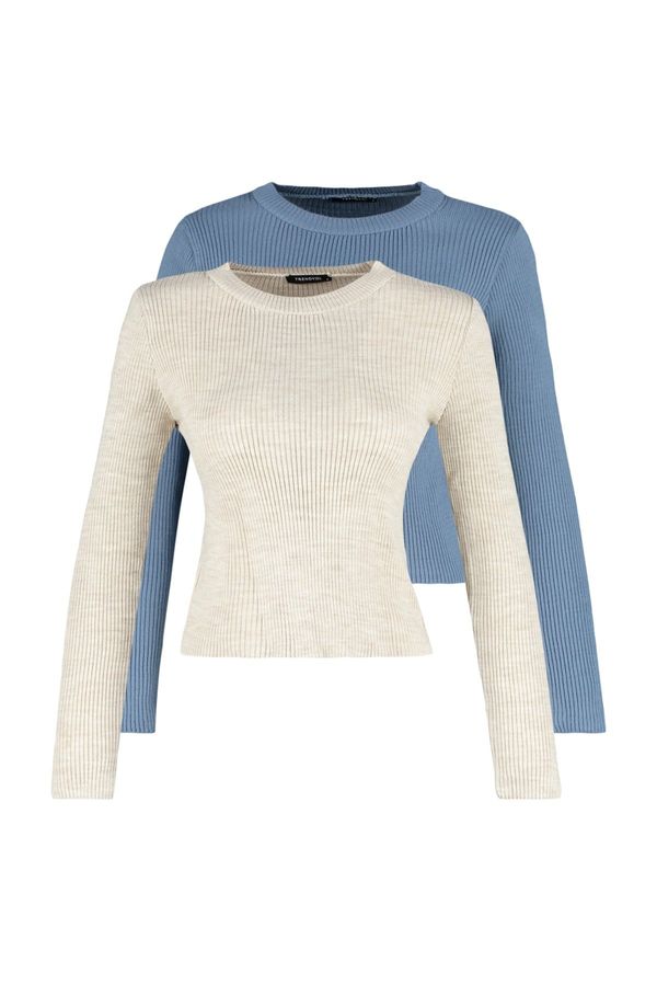 Trendyol Trendyol indigo-stone 2-paketni pulover za pletenine