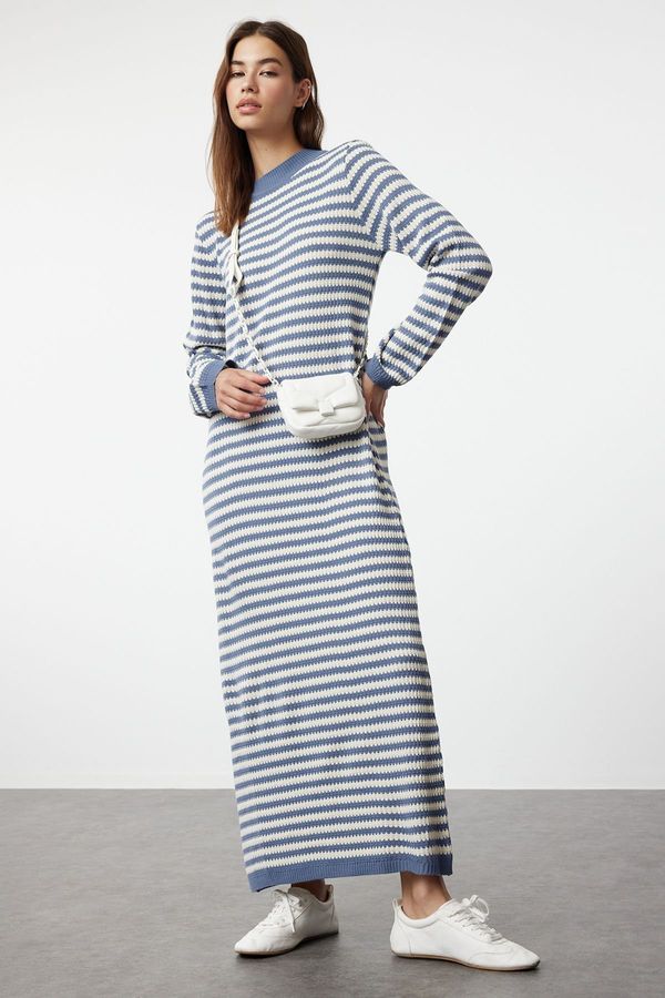 Trendyol Trendyol Indigo Stone Striped Long Knitwear Dress