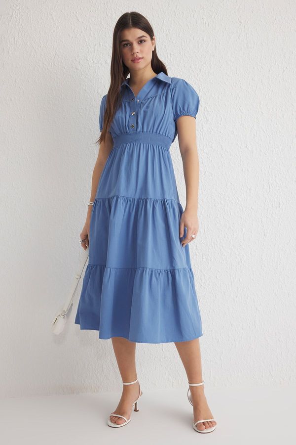 Trendyol Trendyol Indigo Straight A-Line Midi Woven Dress