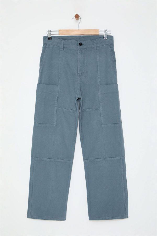 Trendyol Trendyol Indigo Straight Fit Gabardine Baggy Trousers