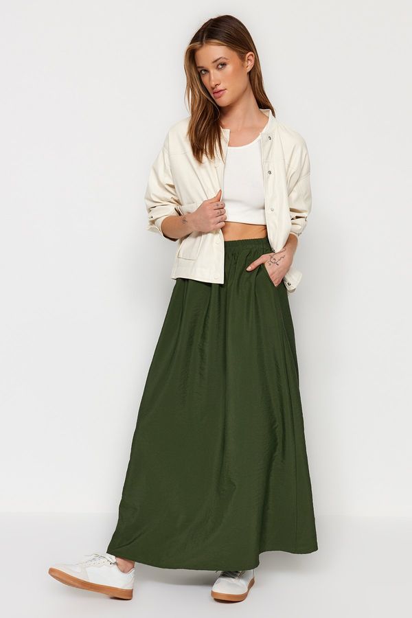 Trendyol Trendyol Khaki A-line Parachute Fabric Maxi Length Woven Skirt