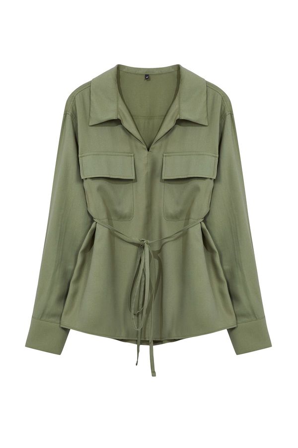 Trendyol Trendyol Khaki Belted Shirt