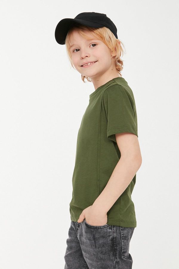 Trendyol Trendyol Khaki Boy's Crew Neck Short Sleeve Knitted T-Shirt