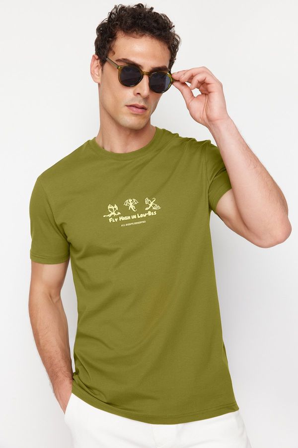 Trendyol Trendyol Khaki Dragon Printed Regular/Normal Fit T-Shirt