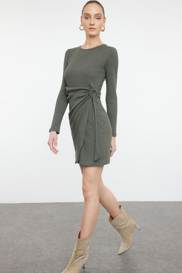 Trendyol Trendyol Khaki Fitted Flexible Mini Knitted Dress