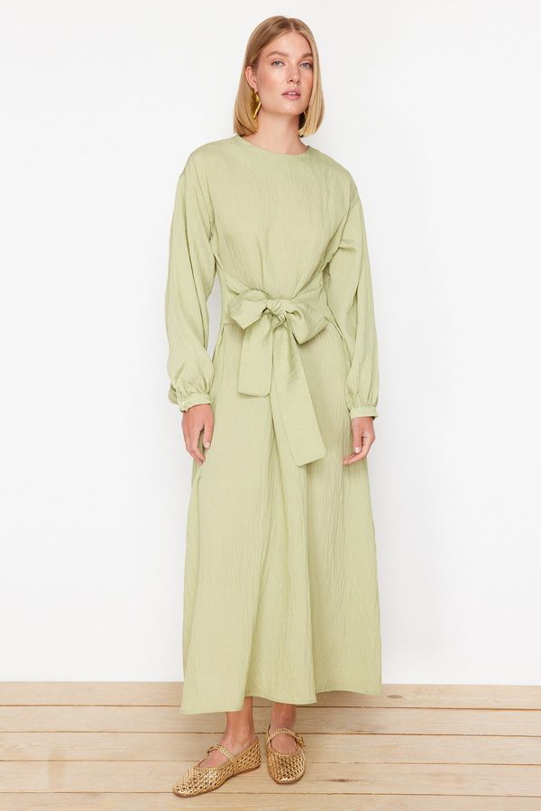 Trendyol Trendyol Khaki Front Tie Woven Dress