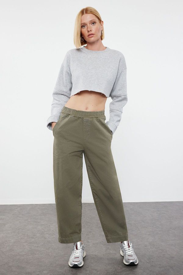 Trendyol Trendyol Khaki High Waist Barrel Jeans