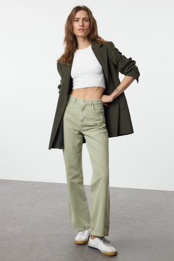 Trendyol Trendyol Khaki High Waist Wide Leg Jeans