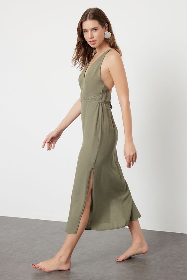 Trendyol Trendyol Khaki Midi Woven Backless Beach Dress