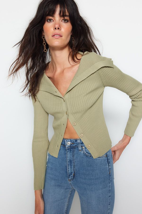 Trendyol Trendyol Khaki ovratnica za odstranjevanje pridelka Cardigan