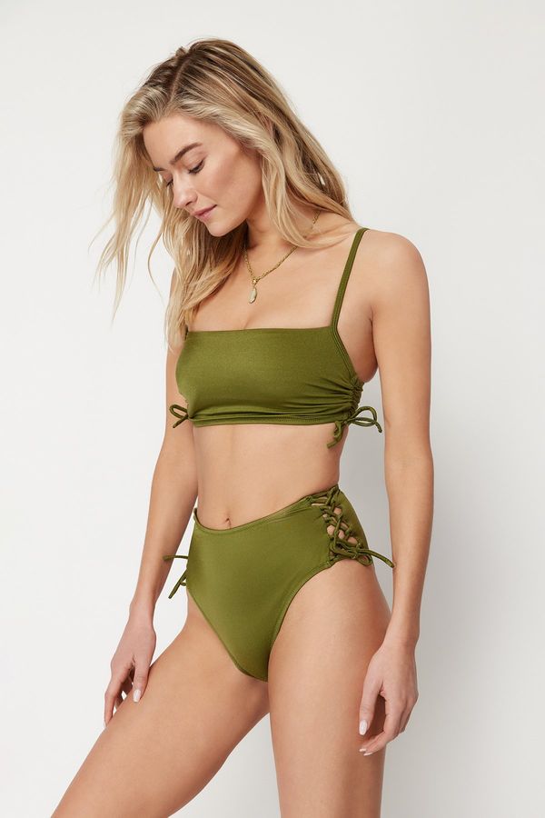 Trendyol Trendyol Khaki Piping High Waist Hipster Bikini Bottom