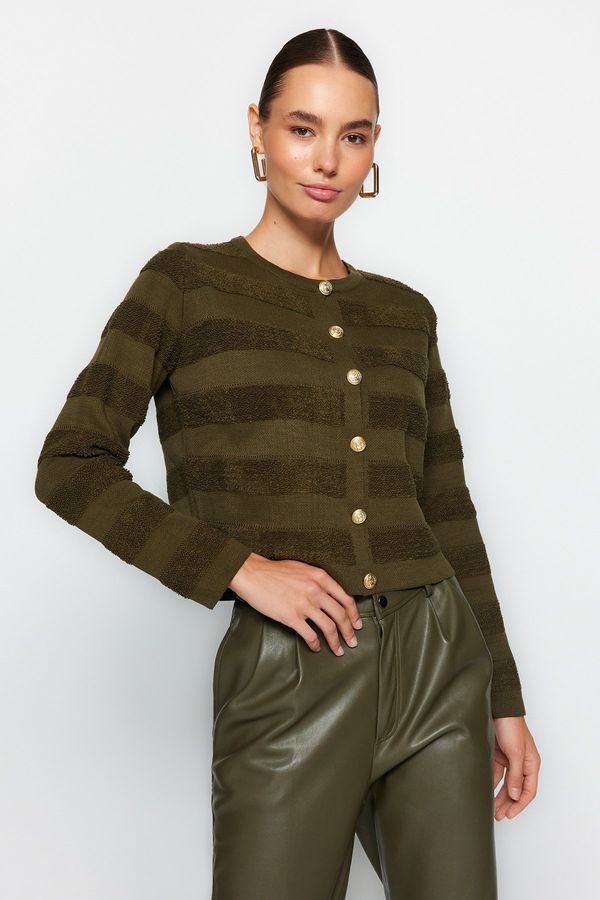 Trendyol Trendyol Khaki Pletenine za vrat Cardigan